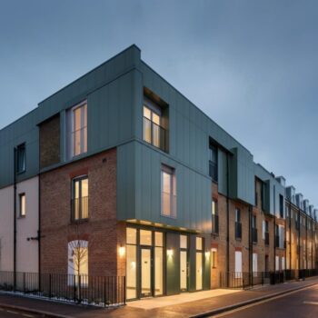 Aluminium copings on a modern building during winter